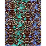 African Print Fabric/ Ankara - Blue, Green, Shimmering Gold ‘Fanta Reign', YARD or WHOLESALE