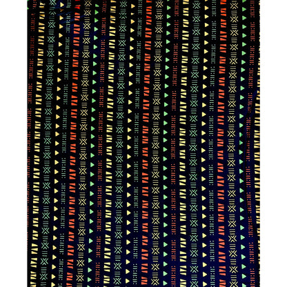 African Print, Stretch Cotton Satin Fabric - Dark Brown, Orange, Yellow, Green "Kachi", Per Yard