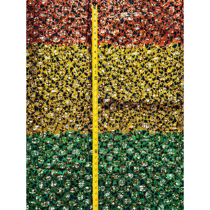 African Print Fabric/Sequined - Ankara: Green, Brown, Gold ‘Queen Saffa', Yard or Wholesale