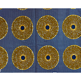 African Print Fabric/ Ankara - Navy, Brown 'Bullseye' Design, YARD or WHOLESALE