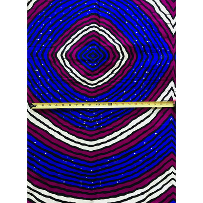 African Print Fabric/ Ankara - Blue, Purple, Cream, Black 'Biriwa Rebel' Design, YARD or WHOLESALE