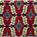 African Print Fabric/ Ankara - Red, Navy, Brown 'Liberian Lynx' Design, YARD or WHOLESALE