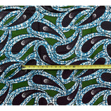 African Print Fabric/ Ankara - Blue, Green, Brown 'Musayi Pirouette', YARD OR WHOLESALE