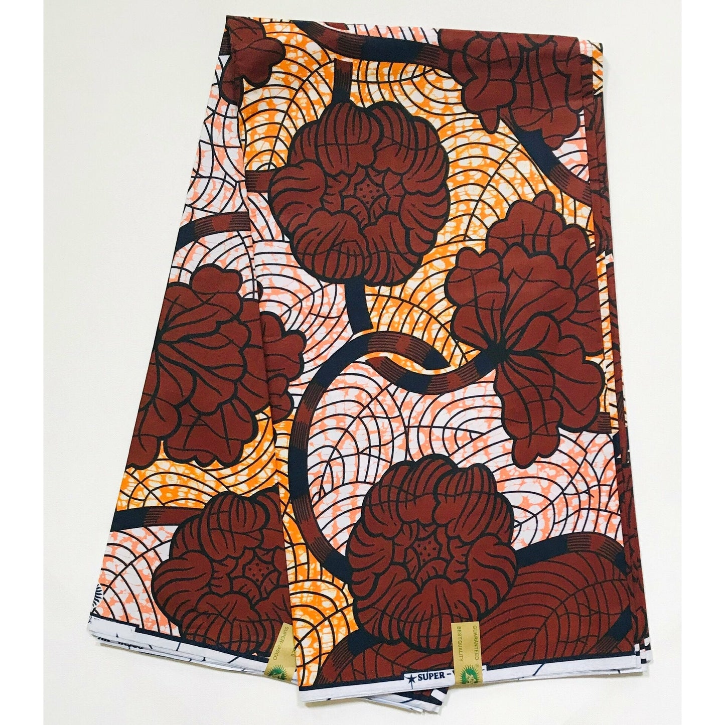 African Print Fabric/ Ankara - Brown, Coral, Orange, 'Ezana Loves,' YARD or WHOLESALE