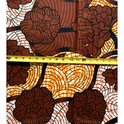 African Print Fabric/ Ankara - Brown, Coral, Orange, 'Ezana Loves,' YARD or WHOLESALE